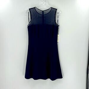 Kay Unger Petites Sheer Tank Dress - Navy - 10 Petite - New with tags